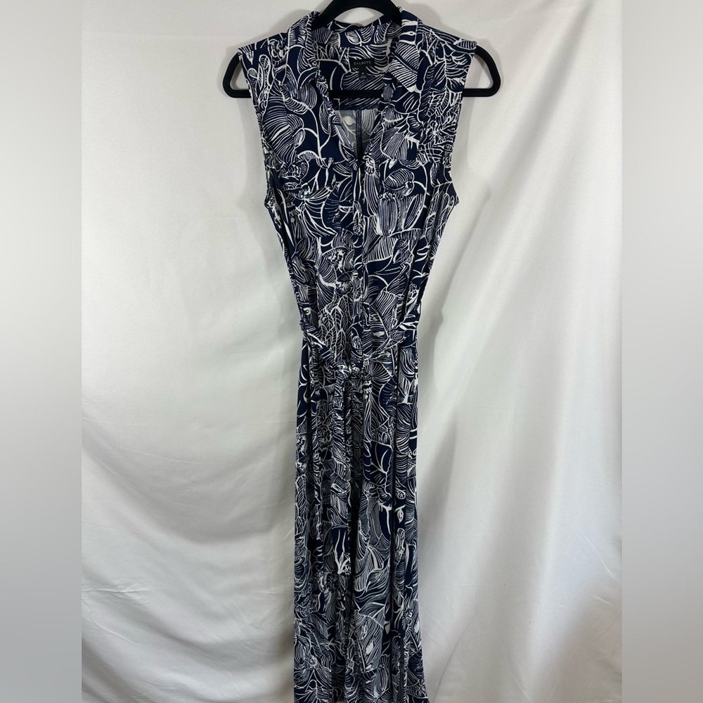 Talbot’s Navy and White Floral Sleeveless Dress